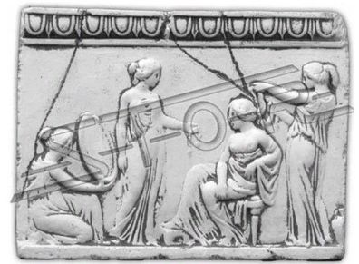 Relief Damen Antike Kunst Wandrelief Wand Bild Bilder Stein Platte 44x33cm Neu
