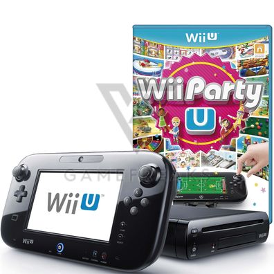 Nintendo Wii U Konsole Schwarz, Wii Party U Spiel, GamePad, Alle Kabel