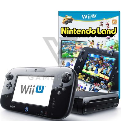 Nintendo Wii U Konsole Schwarz, Nintendo Land Spiel, GamePad, Alle Kabel