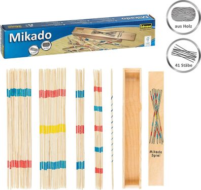 Idena 6060012 - Strategiespiel Mikado mit praktischer Holzbox, Bambus-Material, ...