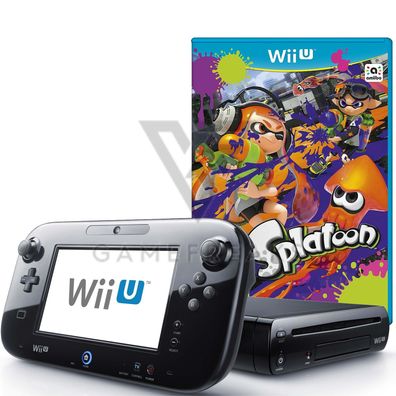 Nintendo Wii U Konsole Schwarz, Splatoon Spiel, GamePad, Alle Kabel