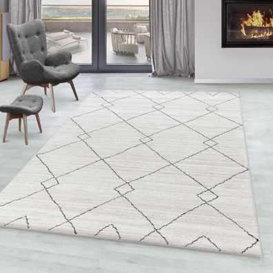 Wohnzimmer Teppich FES Kurzflor Teppich Traditionell Berber Stil Muster