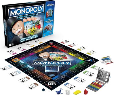 Hasbro Monopoly Banking Cash-Back Brettspiel; elektronischer Kartenleser; Cash-Bac...