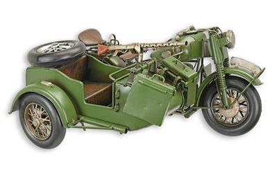Blechmodell Nostalgie Militär Motorrad mit Beiwagen L 36 cm Deko Retro Blechmotorrad