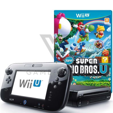 Nintendo Wii U Konsole Schwarz, New Super Mario Bros. U Spiel, GamePad, Alle Kabel