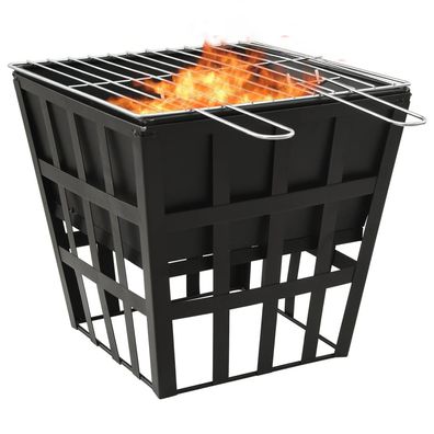 2-in-1 Feuerstelle und Grill 34x34x48 cm Stahl