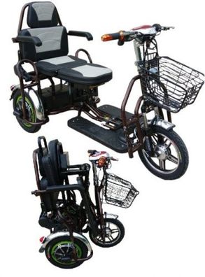 faltbares 3 Rad Seniorenmobil für Zwei, Zweisitzer Mobilitätshilfe, Dreirad-Scooter b