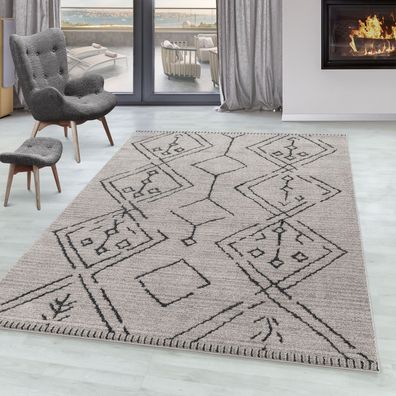 Wohnzimmer Teppich FES Kurzflor Teppich Berber Stil Muster Traditionell