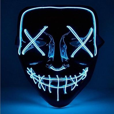 LED Grusel Maske blau - wie aus Purge - Unisex - Halloween / Fasching