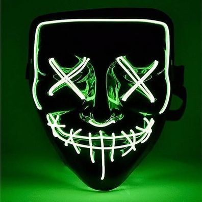 LED Grusel Maske grün - wie aus Purge - Unisex - Halloween / Fasching