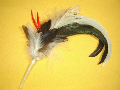 Damenhutfeder weiß grün rot Federlänge 34 cm tolle Hutfeder 26-89