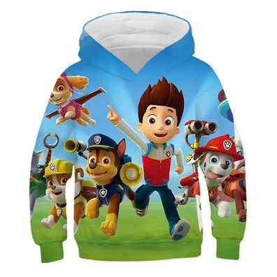 Kinder Paw Patrol 3D Hoodie Chase Marshall Merch Sweatshirt Rocky Skye Zuma Pullover