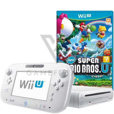 Nintendo Wii U Konsole Weiß, New Super Mario Bros. U Spiel, GamePad, Alle Kabel