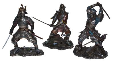 Set: Deko Figuren Samurai Art H 21-23 cm japanische Krieger in Rüstung Parastone