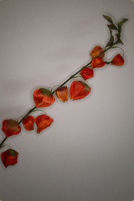 Physalis 98 cm, Farbe Orange, Lampionblume künstlich, Herbstdekoration