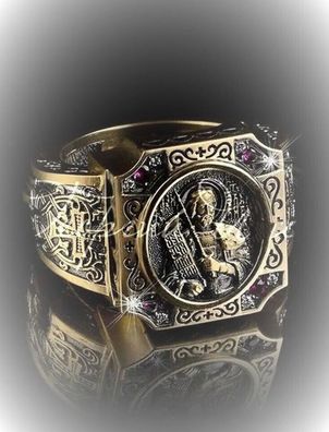 Wunderschöner Religiöser Herren Ring vergoldet (REL111)