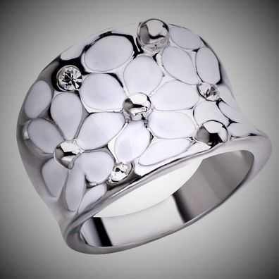 Peppiger weißer Damen Ring in Silber Plated (DR115)