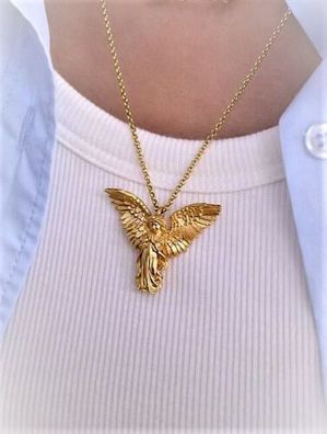 Wächter, Gebet, Engel, Anhänger, Engel Flügel Halskette, vergoldet (EK100)