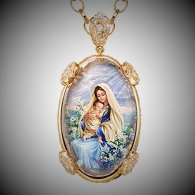 Wunderschöne niedliche Jesus und Jungfrau Maria Kette vergoldet (MK103)