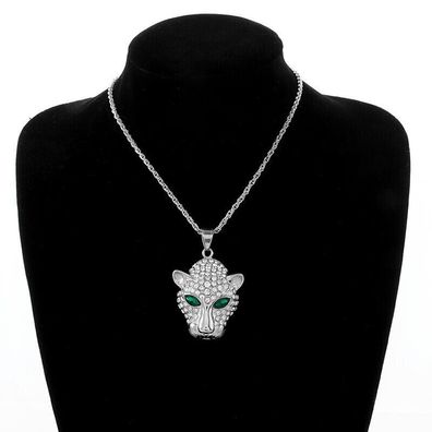 Traumhafte Leoparden Kette mit Steinen besetzt Silber Plated (LK107)