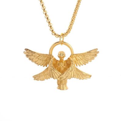 Wächter, Gebet, Engelkette, Anhänger, Engel Flügel Halskette, vergoldet (EK110)