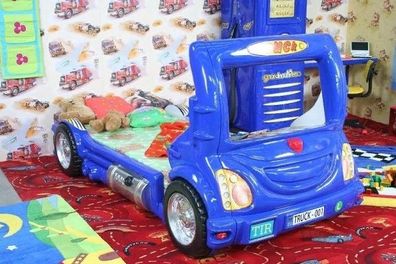 Blaues Einzelbett Kinderzimmer Betten Luxus Truck Design Holzgestell Neu