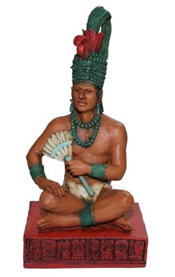 Indianerfigur Indianer Maya sitzend H 14,5 cm Native American Figur aus Alabaster
