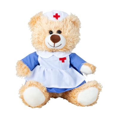 Teddybär 17 cm Hellbraun Krankenschwester Kittel