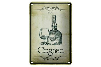 Blechschild Alkohol 12x18 cm 1920 Cognac Retro Metall Deko Schild