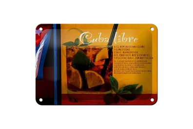Blechschild Spruch 18x12 cm Cuba Libre Rezept Rum Havanna Deko Schild