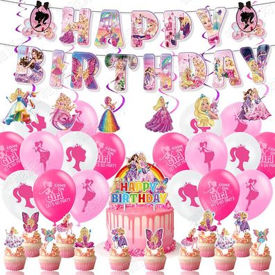 Cute Barbie Mädchen Mermaid Party Set mit Ballons Kuchenkarte für Geburtstag Festival