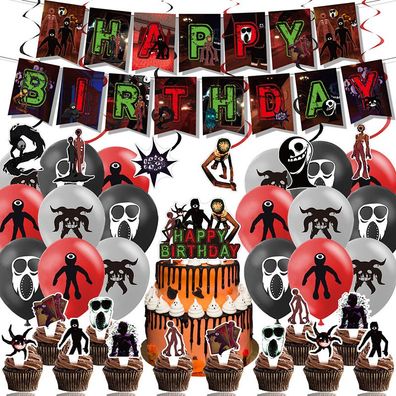 Spiel Roblox Doors Figure Party Set mit Ballons Kuchenkarte für Geburtstag Festival