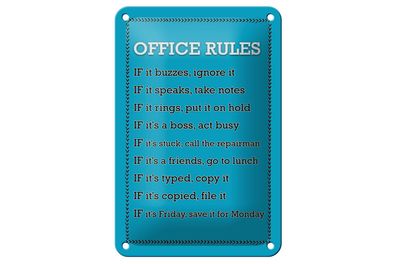 Blechschild Spruch 12x18 cm Office Rules Office Regeln Deko Schild