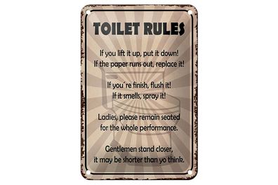Blechschild Spruch 12x18 cm toilet rules if you lift it up Deko Schild
