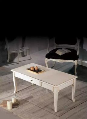 Luxus Couchtisch Tisch Klassisch Holz Weiß Beistell Möbel Wohnzimmer Neu