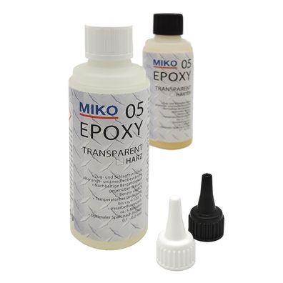 Miko® 2 Komponenten Epoxy Kleber, Klebstoff, Transparent, 200g, 2x 100 ml 5min Kleber