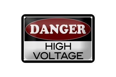 Blechschild Hinweis 18x12 cm Danger high voltage Metall Deko Schild
