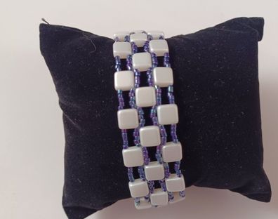 Perlenarmband Miyuki und quadratische Perlen Karabinerverschluss 19,5 + 4cm