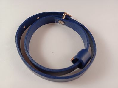 Lederarmband blau 44cm individuell, Verschluss silber , Handarbeit