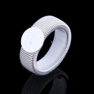 Ring Rohling silber versilbert elastisch für 12mm Cabochons 2Stück