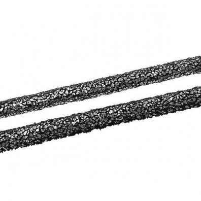 Band schwarz mit silber Glitzer, 6mm, 1m, S014