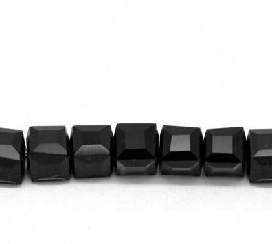 20 Stück Perlen Glas facettiert Würfel schwarz 6x6mm (Gr. 6mm)