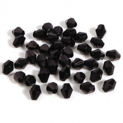 Perlen schwarz Hexagon 6x5mm 50 Stück Kunststoff (Gr. 6x5mm)