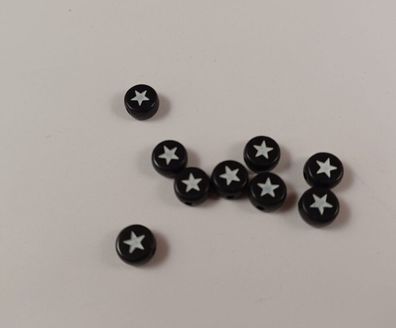 Acrylperlen Stern schwarz/ weiß 25 Stück 7mm (Gr. 7mm)