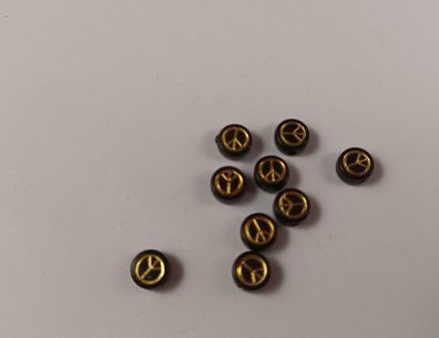 Acrylperlen peace schwarz/ gold 25 Stück 7mm (Gr. 7mm)