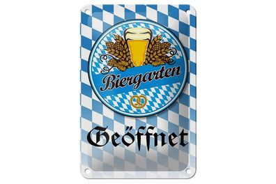 Blechschild Spruch 12x18 cm Biergarten Bier Brezel Bayern Deko Schild