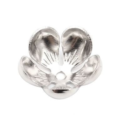 Perlkappen silber Blume für Perlen ab 12mm, 13mm, 10 Stück V414