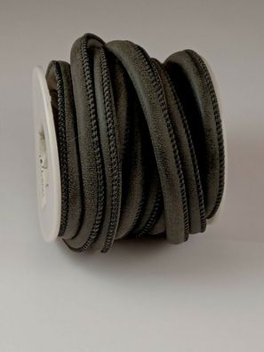 Lederimitat Band dunkelgrau 4x6mm ca.4,5m mit Naht gleichfarbig