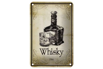 Blechschild Alkohol 12x18 cm 1866 Whisky Retro Metall Deko Schild