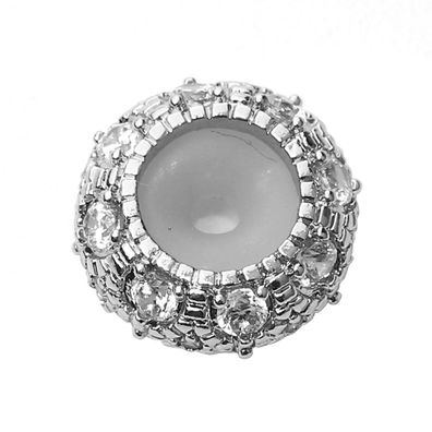 Perle mit Silikonkern verziert mit Strass silber 1 Stück V222 (Gr. 10mm)